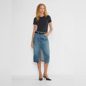 NWOT Denim Forum The '90s Halle Denim Midi Skirt, Size 23